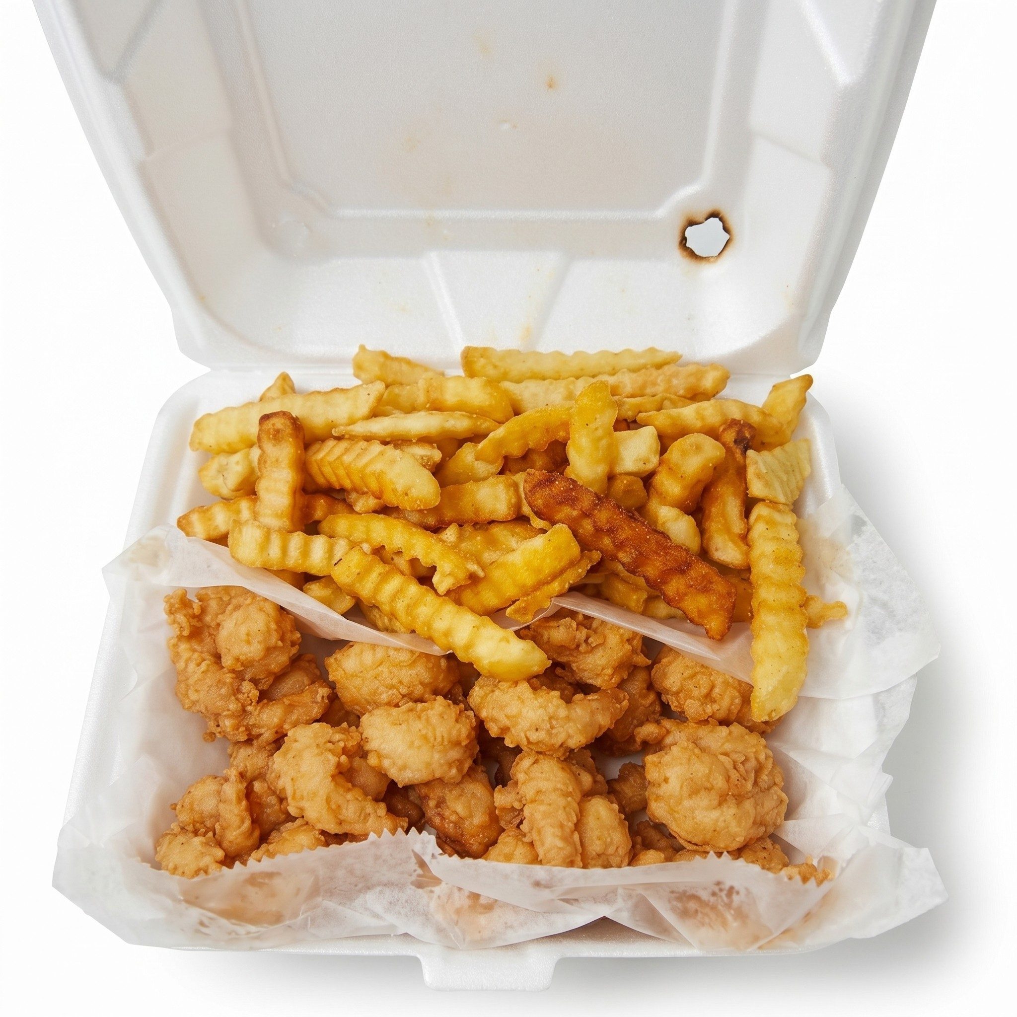 Fried Popcorn Shrimp.