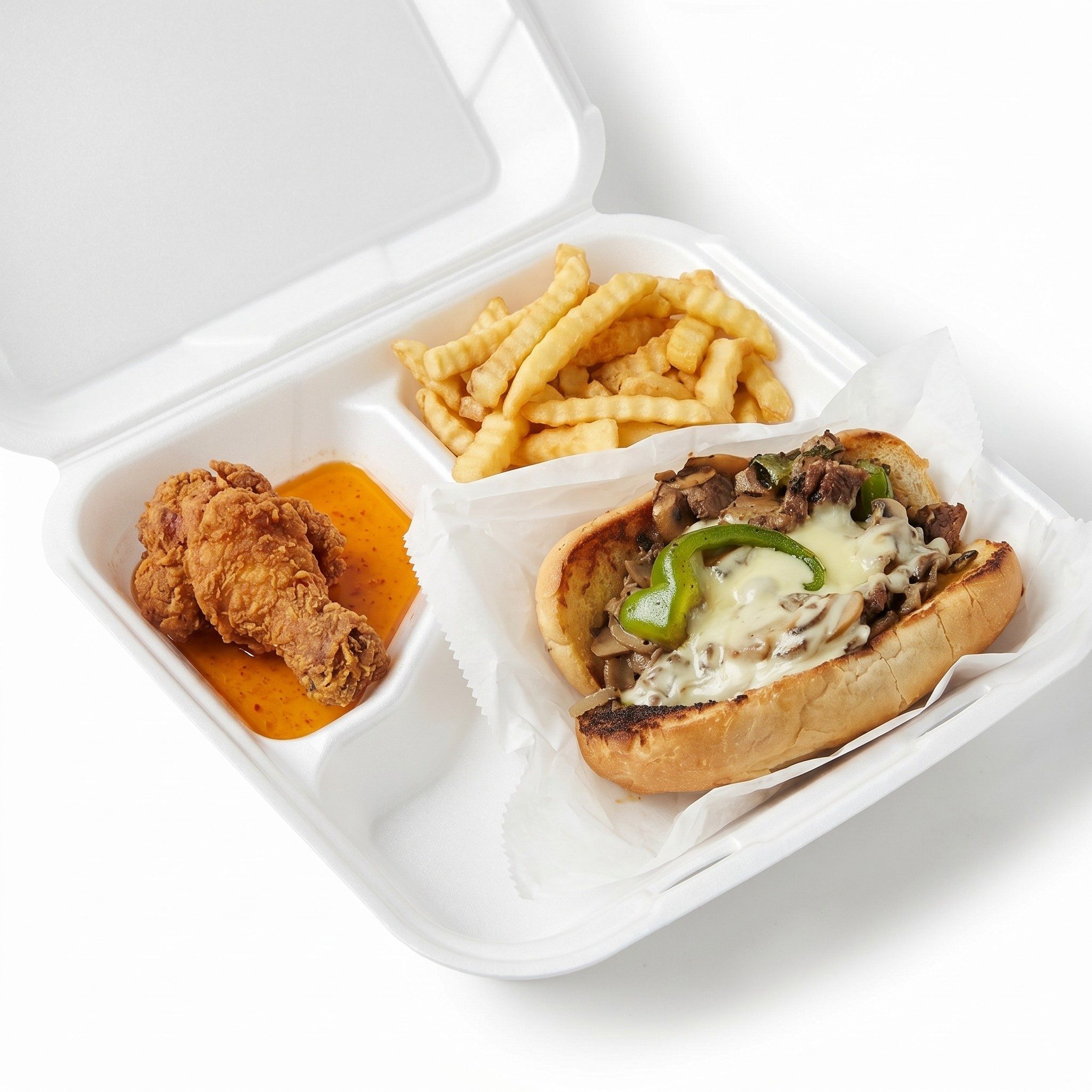 G4. Steak or Chicken Philly + Wings.