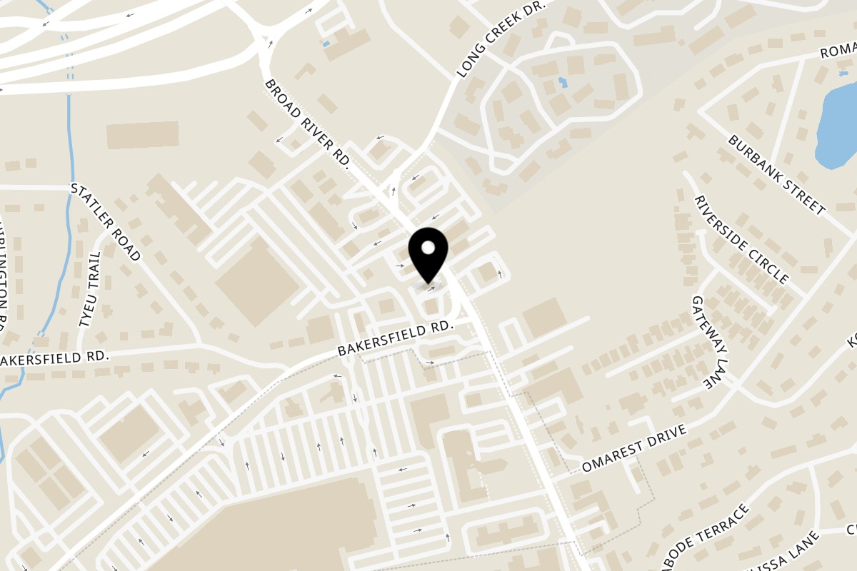 Map showing the location of Golden Fried's on 1927 Broad River Rd in Columbia